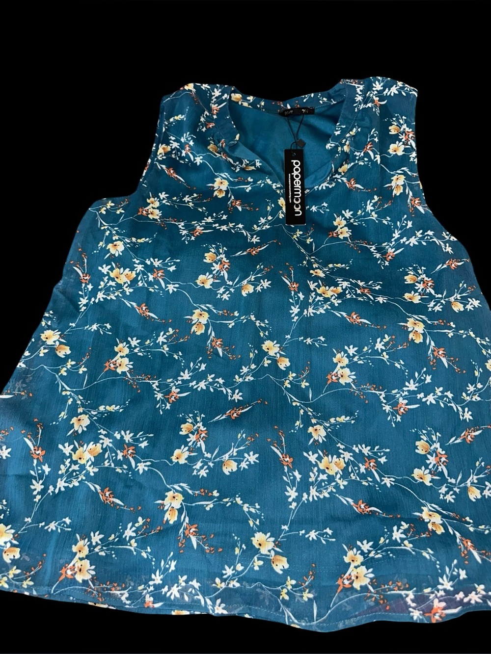 NWT Papermoon Teal Floral Tank Blouse- Size MEDIUM